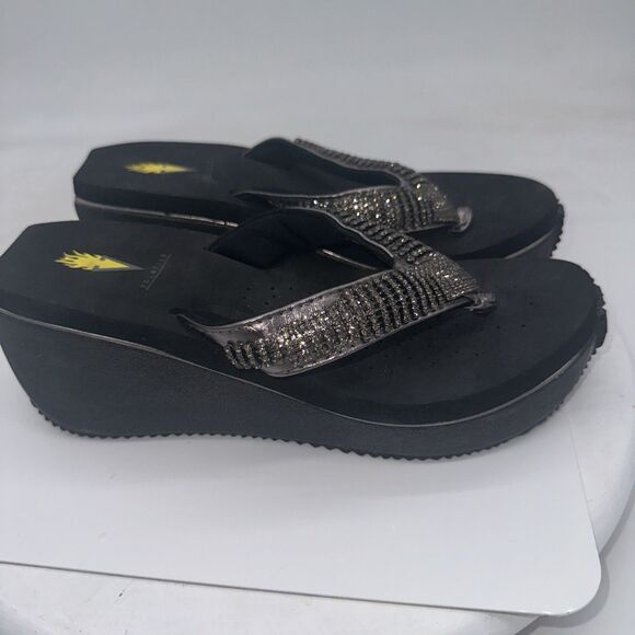 VOLATILE Women's Bejeweled Flip Flops Wedge Sandal Thongs Slide Heel Platform 8 - Picture 5 of 8